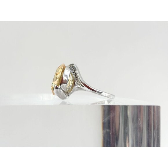 Round Cut Yellow Cubic Zirconia Vintage Multi Gemstone Vintage Ring - sz 8.75 - Picture 4 of 10